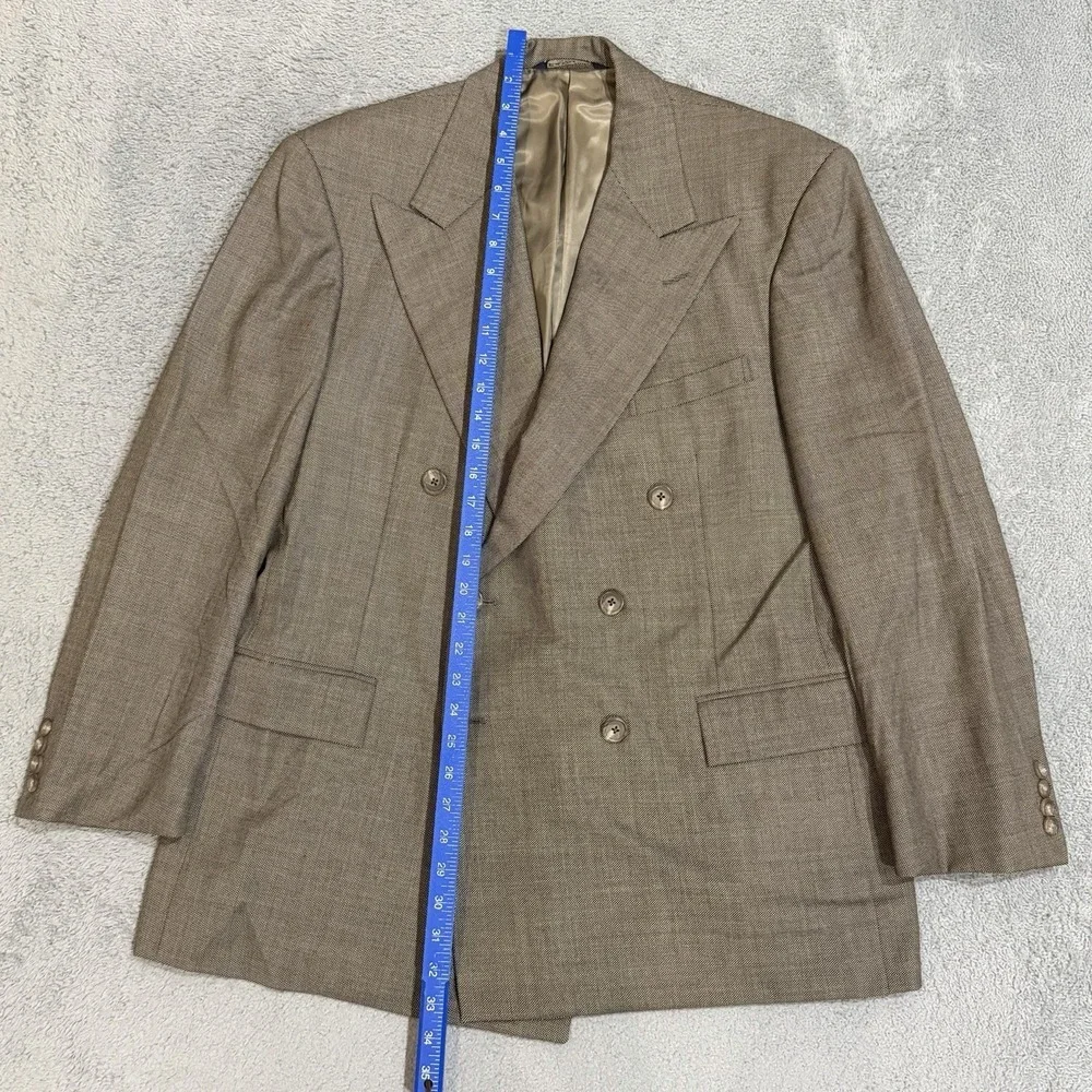 VTG 80s Polo Ralph Lauren 43R Wool BIRDSEYE Double Breast Blazer Suit Jacket